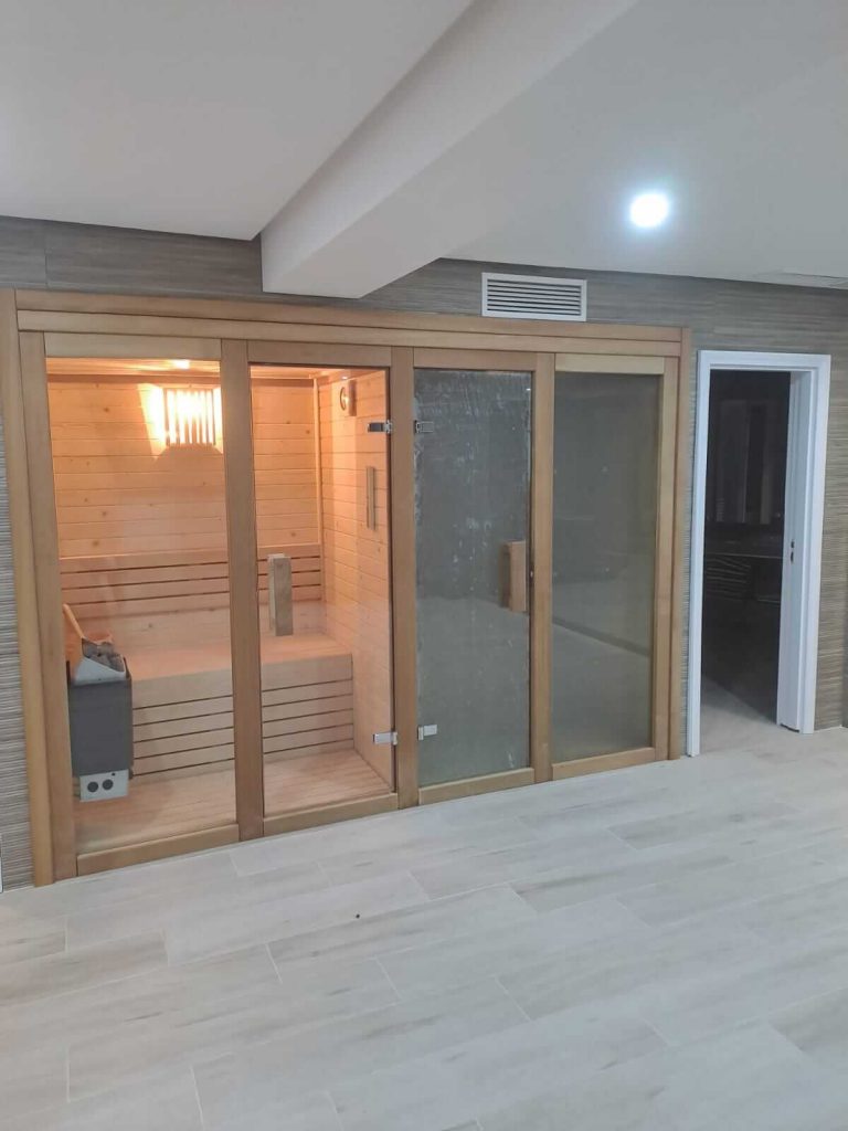Sauna Olmo interior y Baño turco Saunakris